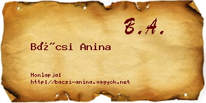 Bácsi Anina névjegykártya
